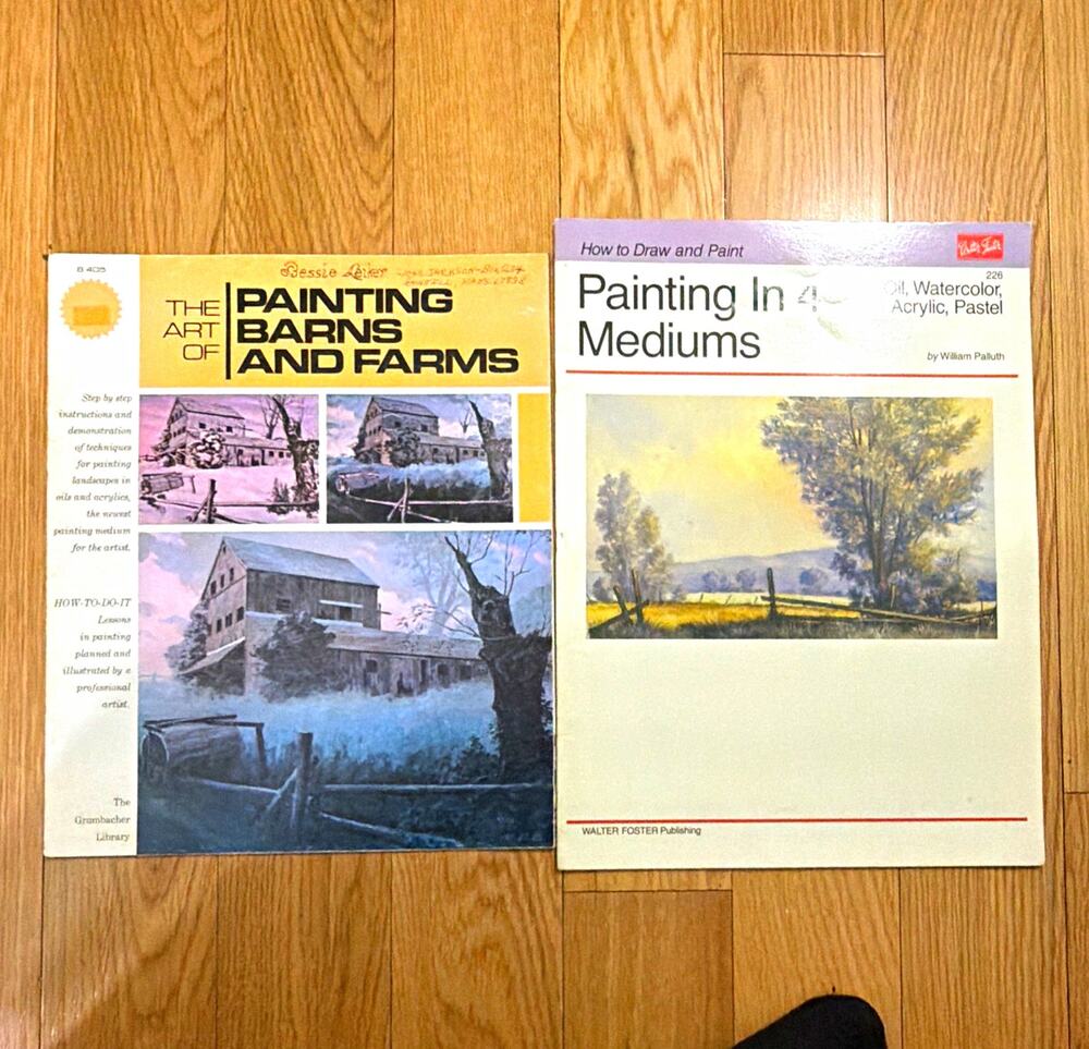 Grumbacher Lot of 2 Art Instruction Books Oil Painting Barns & Architecture